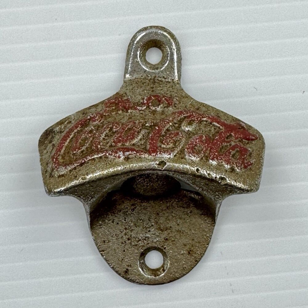 Vintage Coca Cola Cast Iron Wall Mount Bottle Opener Coke Rustic Patina